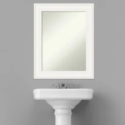 24" X 30" Non-Beveled Ridge White Bathroom Wall Mirror - Amanti Art -Umbra Home Decor Shop GUEST cd563ad4 28fb 4f19 b131 b032d6d10f44