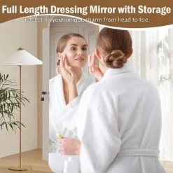 KWPZQEB Mirror Jewelry Cabinet, 47.2-Inch Tall Lockable Wall Or Door Mounted, Jewelry Armoire Organizer With Interior Lighted For Bedroom, White -Umbra Home Decor Shop GUEST cd85d43a a1d1 4cf4 bd0b 346895e31247