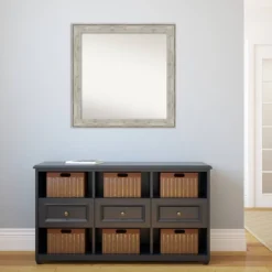 31" X 31" Non-Beveled Crackled Bathroom Wall Mirror Metallic Silver - Amanti Art -Umbra Home Decor Shop GUEST cdb06a78 44bd 44d7 8916 db783f1c22f1