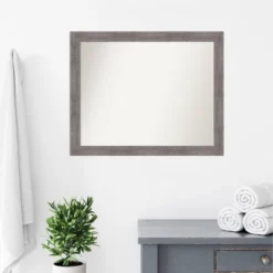 32" X 26" Non-Beveled Pinstripe Plank Gray Narrow Bathroom Wall Mirror - Amanti Art -Umbra Home Decor Shop GUEST ce164590 652f 407c abe2 d11d63a68cdc