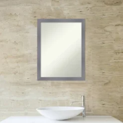 21"x27" Non-Beveled Edwin Wood Bathroom Wall Mirror Gray - Amanti Art -Umbra Home Decor Shop GUEST ce703bc0 602c 46da 8c06 03f5eb50d072