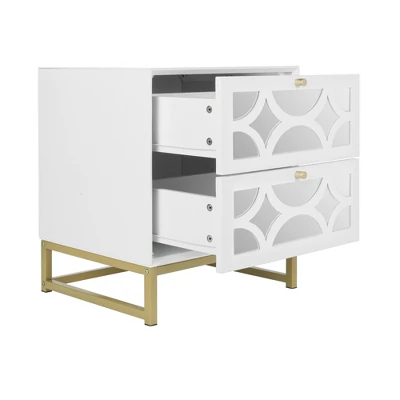 Averina 2 Drawers 45° Splicing White Mirror Front Nightstand With Storage -The Pop Home 4 Averina 2 Drawers 45° Splicing White Mirror Front Nightstand With Storage -The Pop Home - Image 4