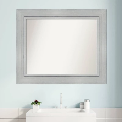 35" X 29" Non-Beveled Romano Silver Wood Bathroom Wall Mirror - Amanti Art 6 35" X 29" Non-Beveled Romano Silver Wood Bathroom Wall Mirror - Amanti Art - Image 6