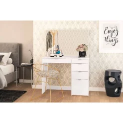 Linden Vanity With Mirror White - Polifurniture -Umbra Home Decor Shop GUEST cf37a53e 2a16 46a3 a41b b8fa0e051d0f