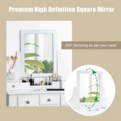 Tangkula Rotatable Mirror Vanity Set Makeup Dressing Table And Stool W/ 5 Drawers -Umbra Home Decor Shop GUEST cf5684dc 52b6 403f b856 c4fba609b909
