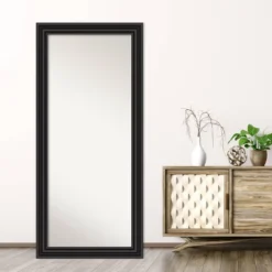 30" X 66" Non-Beveled Colonial Black Full Length Floor Leaner Mirror - Amanti Art -Umbra Home Decor Shop GUEST cf7dff7f 02e6 40b6 ada0 73624a6b498c