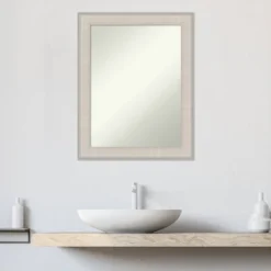 23"x29" Non-Beveled Cottage Wood Bathroom Wall Mirror White/Silver - Amanti Art: Modern Rectangle, Wall Mount, Wood Frame -Umbra Home Decor Shop GUEST cfffab7e 9332 439c 833e 4c0cac412aa9