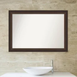 41" X 29" Non-Beveled Lara Wood Bathroom Wall Mirror Bronze - Amanti Art -Umbra Home Decor Shop GUEST d0381f17 2ade 4c64 9f63 f463c1c5f6ce