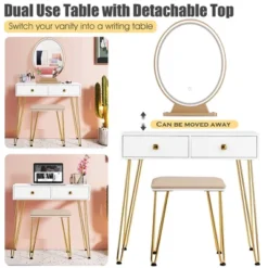 Costway Vanity Makeup Dressing Table W/ 3 Lighting Modes Mirror Touch Switch White -Umbra Home Decor Shop GUEST d0ac6a60 6579 43b2 b88f c251775ad42c