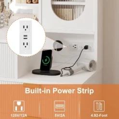 Wavy Stripes Vanity Desk With Mirror & Power Outlet, Makeup Dressing Table With 5 Drawers For Bedroom -Umbra Home Decor Shop GUEST d1679d8e 51c8 4614 8b3f f2022a8c002b