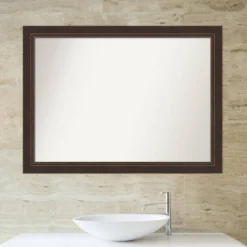 43" X 32" Non-Beveled Lara Wood Bathroom Wall Mirror Bronze - Amanti Art -Umbra Home Decor Shop GUEST d17d66e7 ab7c 4bca 8e25 6dc2122c89f9