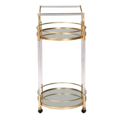 Nakano Metal And Glass 2 Tier Wine Cart Gold/Mirror - Baxton Studio -Umbra Home Decor Shop GUEST d180e7c1 79d8 44c7 9838 393d70129208