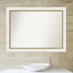 43" X 32" Non-Beveled Eva Bathroom Wall Mirror White - Amanti Art: Modern Rectangle, Wall Mount, Includes Hardware -Umbra Home Decor Shop GUEST d192e6d5 ba94 4783 8ab5 bbaec7f3ffc8