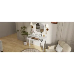 TOBILI Makeup Desk With Large Mirror, 3-Drawer Dressing Table For Jewelry Storage, Elegant Console Table For Bedroom, Living And Room,White -Umbra Home Decor Shop GUEST d1abc84f f2d1 4e52 9ea7 32bd3aa70033