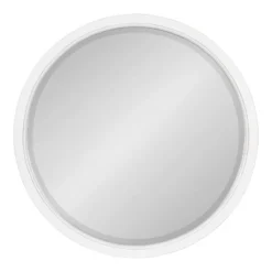 24" X 24" Hogan Round Framed Decorative Wall Mirror White - Kate & Laurel All Things Decor
