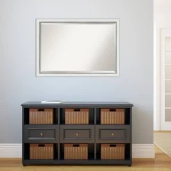 39" X 27" Eva White Narrow Framed Wall Mirror Silver - Amanti Art -Umbra Home Decor Shop GUEST d2004304 c811 4d3e bb2b c246660d3661