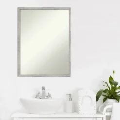 19" X 25" Non-Beveled Shiplap White Narrow Wood Bathroom Wall Mirror - Amanti Art -Umbra Home Decor Shop GUEST d20498f3 6d2b 4ee3 aaef b90552cecea2