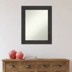 24" X 30" Non-Beveled Rustic Plank Espresso Bathroom Wall Mirror - Amanti Art -Umbra Home Decor Shop GUEST d25c2c07 c77e 49d5 8b30 273e7d28470e