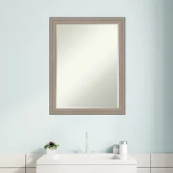Amanti Art Curve Greywash Petite Bevel Wood Bathroom Wall Mirror 27 X 21 In. -Umbra Home Decor Shop GUEST d28c0101 92d0 4b2b 9ad1 93c210234f18