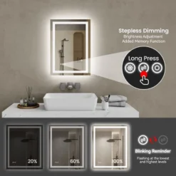 20in*28in LED Bathroom Mirror,Front-Lit And Back-Lit, Stepless Dimmable, 3 Colors CRI90+, Brightness Memory, Shatter-Proof,Anti-fog LED Vanity Mirror -Umbra Home Decor Shop GUEST d2a104e4 4156 4296 99ac 5ef5a22ee426