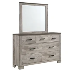 Adam 6 Drawer Dresser With Mirror Gray - Picket House Furnishings