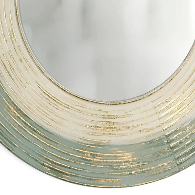 Brushed Gold Painted Metal Wall Mirror Blue - StyleCraft 2 Brushed Gold Painted Metal Wall Mirror Blue - StyleCraft - Image 2