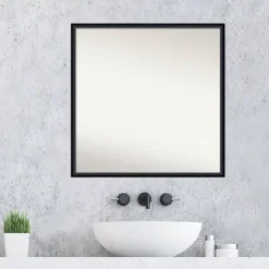27" X 27" Non-Beveled Lucie Wood Bathroom Wall Mirror Black - Amanti Art -Umbra Home Decor Shop GUEST d3307021 0aaf 40ed 9f3f 3e386854ac7e