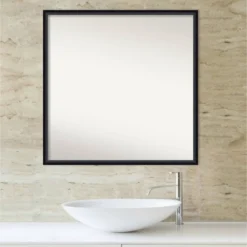 27" X 27" Non-Beveled Lucie Wood Bathroom Wall Mirror Black - Amanti Art -Umbra Home Decor Shop GUEST d37f2ce2 2b8c 4e60 9a1b ee1f4ab02364