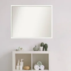 29" X 23" Non-Beveled Lucie Wood Bathroom Wall Mirror White - Amanti Art -Umbra Home Decor Shop GUEST d402f52e 7d52 4f31 a634 1cbdc997b56b