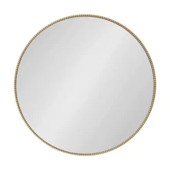 Gwendolyn Round Beaded Accent Wall Mirror Gold - Kate And Laurel
