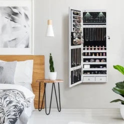 Costway Mirror Jewelry Cabinet With Full Length Clear Mirror & Internal LED Lights Hooks -Umbra Home Decor Shop GUEST d45326c8 0067 4cd0 a4e0 98fd918855a5