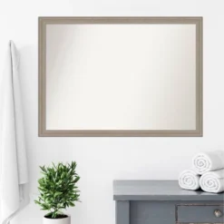 41" X 30" Non-Beveled Curve Wood Bathroom Wall Mirror Gray Wash - Amanti Art -Umbra Home Decor Shop GUEST d4e46b5b ab8a 4762 91ee 619cf955b436