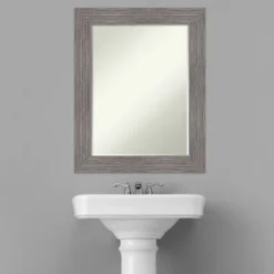 Amanti Art Pinstripe Plank Grey Petite Bevel Bathroom Wall Mirror 29.5 X 23.5 In. -Umbra Home Decor Shop GUEST d527f9eb 1a5b 443a a7c7 7b4a2e7a0e6b