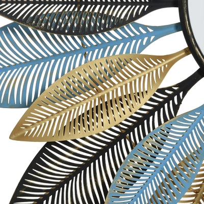 Distressed Metal Leaf Wall Mirror Blue - StyleCraft 3 Distressed Metal Leaf Wall Mirror Blue - StyleCraft - Image 3