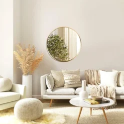 APRILSOUL Gold 16 Inch Metal Round Bathroom Mirror