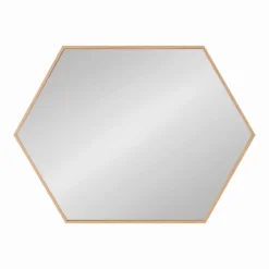 22" X 31" Rhodes Hexagon Wall Mirror Natural - Kate & Laurel All Things Decor