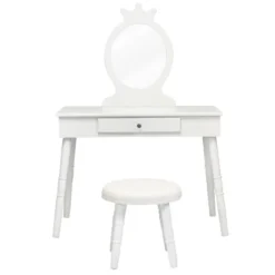 Tangkula Kids Princess Vanity Table Set W/ Chair Crown Mirror White -Umbra Home Decor Shop GUEST d5b65474 3c9e 41ea 81b2 8970dbf22695