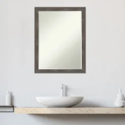 Amanti Art Pinstripe Lead Grey Petite Bevel Wood Bathroom Wall Mirror 26.5 X 20.5 In. -Umbra Home Decor Shop GUEST d5e268b9 9ea0 43fc a38f 44b5ea5698e1