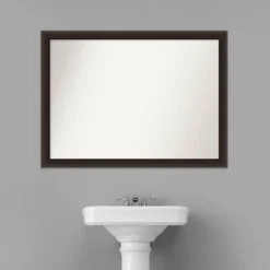 42" X 31" Non-Beveled Romano Espresso Narrow Wood Bathroom Wall Mirror - Amanti Art -Umbra Home Decor Shop GUEST d5efc014 196c 4d3e 961d 3939d36635ec
