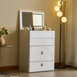 TOBILI 3 In 1 Vanity Desk, Flip Top Vanity Set With Mirror And 3 Drawer, Small Makeup Vanity Table With Cushioned Stool & Power Outlet,White -Umbra Home Decor Shop GUEST d5fc9aa2 2a7c 49ec b402 6bf9d9543d37