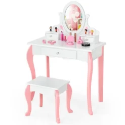 Costway Kids Vanity Princess Makeup Dressing Table Stool Set W/ Mirror Drawer -Umbra Home Decor Shop GUEST d6093c0a f85b 42e3 82bd 363122dac0da