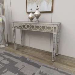 Glam Mirror And Wood Patterned Console Table Silver - Olivia & May -Umbra Home Decor Shop GUEST d68e6dd7 b281 48b0 b20e ff7a33c3a07d