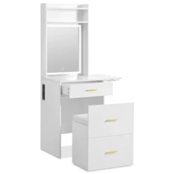 DOMETOUR Small Vanity Desk With Mirror, Light, Charging Station & Hidden Stool, Compact Makeup Vanity Set For Small Space, White 30 DOMETOUR Small Vanity Desk With Mirror, Light, Charging Station & Hidden Stool, Compact Makeup Vanity Set For Small Space, White -Umbra Home Decor Shop GUEST d7f4ba03 8ae0 46e5 bc58 6f1c228afe80