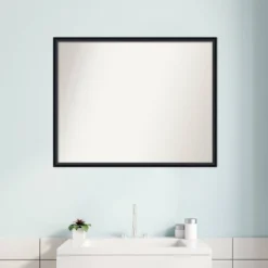 29" X 23" Non-Beveled Lucie Wood Bathroom Wall Mirror Black - Amanti Art -Umbra Home Decor Shop GUEST d92640f9 65c0 41be 8512 de6408da22c2