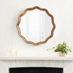 Kate & Laurel All Things Decor 28"x28" Hatherleigh Round Scallop Mirror: Wall Mount, Transitional Decor -Umbra Home Decor Shop GUEST d99fd812 8107 4937 8354 c30767467515