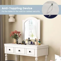 Costway Vanity Table Set Makeup Desk Cushioned Stool 3 Drawer Large Mirror White/Walnut -Umbra Home Decor Shop GUEST d9b754a4 4480 4736 ba2b e78641b30afc