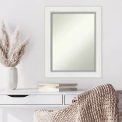 24" X 30" Non-Beveled Eva White Silver Wall Mirror - Amanti Art -Umbra Home Decor Shop GUEST da02af1d 4f4a 405f b580 585597cb291e