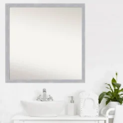 28" X 28" Non-Beveled Grace Narrow Bathroom Wall Mirror Brushed Nickel - Amanti Art -Umbra Home Decor Shop GUEST daa45728 2bb9 4d14 8abb 18db28a94b8c