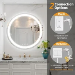 Round LED Light Bathroom Mirror Aluminum Alloy Bathroom Mirror Tempered Glass Bathroom Mirror Wall Mounted Bathroom Mirror 24*24 Inches -Umbra Home Decor Shop GUEST dae97374 0de9 4ffc 8557 10fbf8c3b137