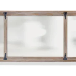 Natural Hinged Wooden Framed Farmhouse Wall Mirror With Metal Gate Hardware Brown - StyleCraft